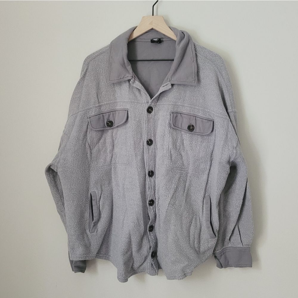 Pacsun Button Front Oversized Sweatshirt In Grey Size M/L
